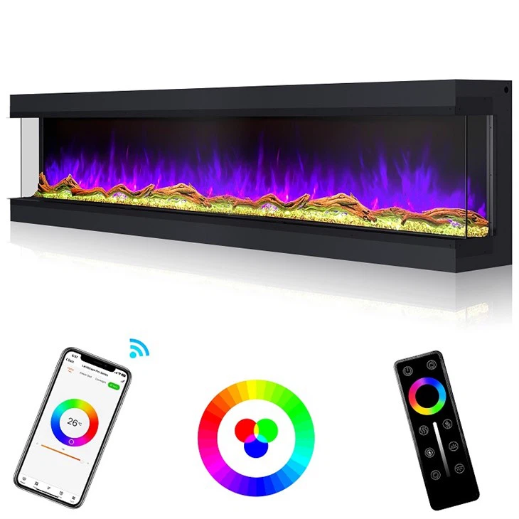 Smart Wi-Fi 3 Sided Electric Fireplace