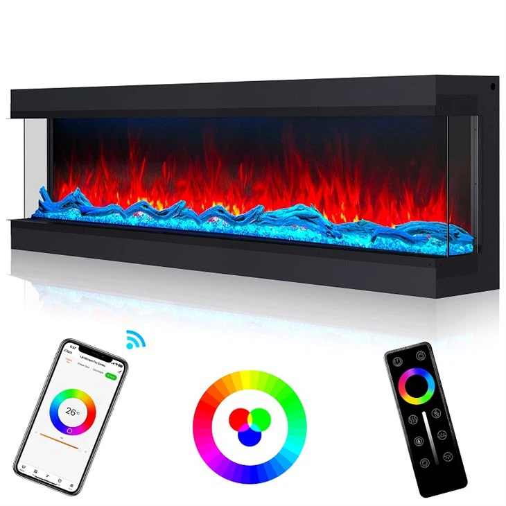 Smart Wi-Fi 3 Sided Electric Fireplace